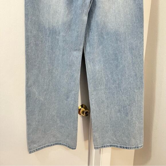 Forever 21 Blue Wide Leg Embroidered Strawberry Bow Jeans Size Large - Picture 8 of 16